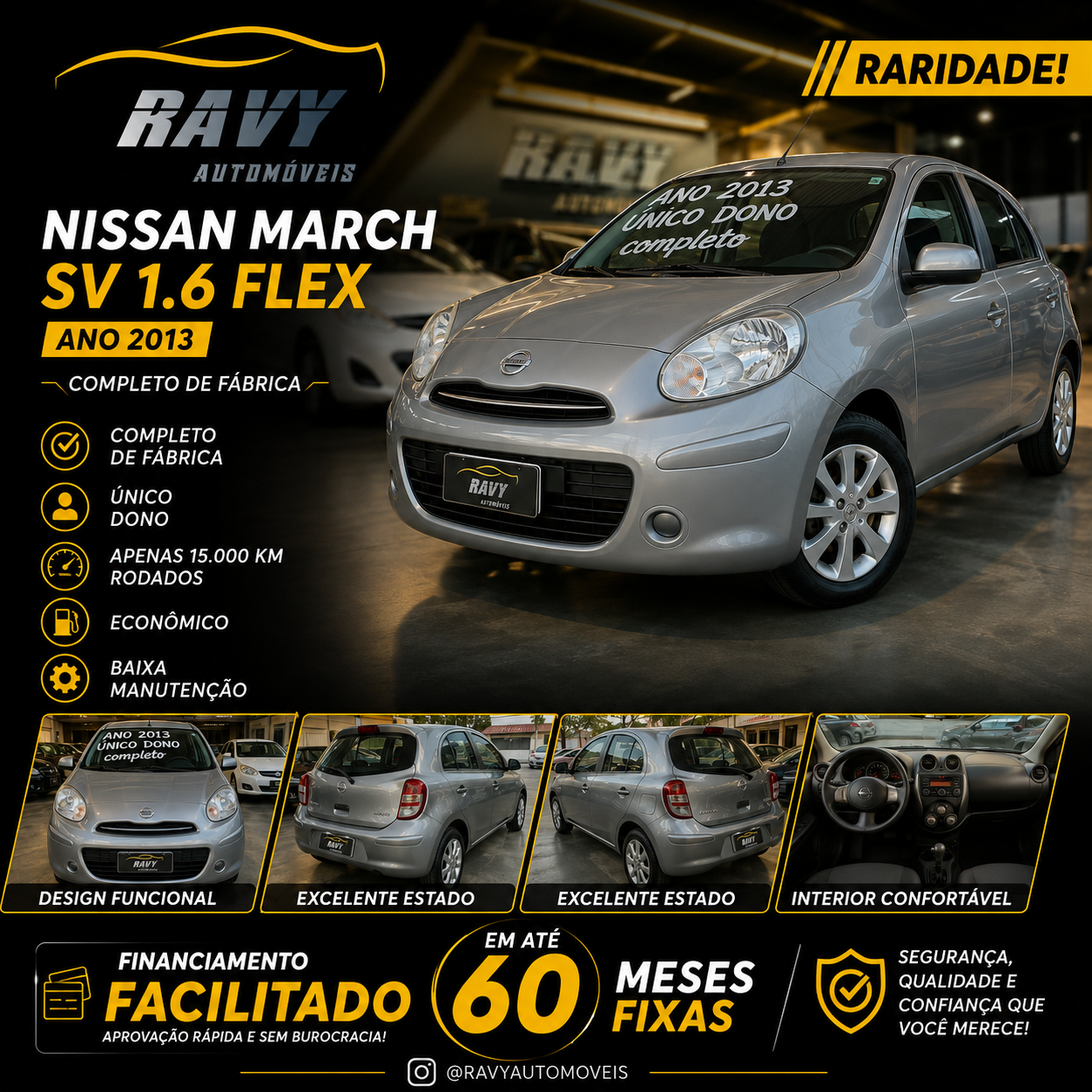 Nissan March SV 1.6 2013 Completo com Apenas 15.000 km | Ravy Automóveis