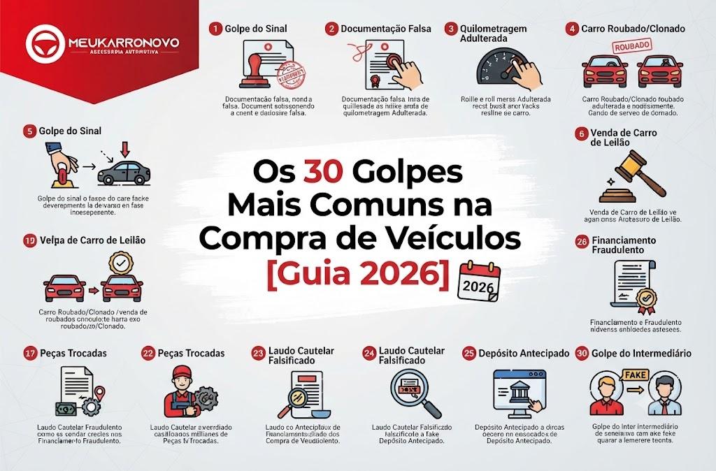 Os 30 Golpes Mais Comuns na Compra de Veículos [Guia 2026]