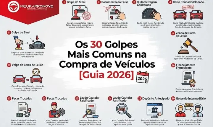 Os 30 Golpes Mais Comuns na Compra de Veículos [Guia 2026]